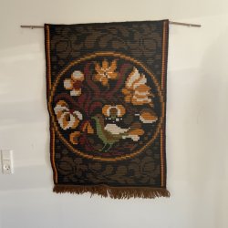 Retro Broderet Vgtppe - 90 x 62 CM