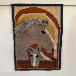 Retro Hndknyttet Vgtppe Motiv Hest &amp; Fl - 70 x 50 CM