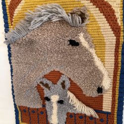 Retro Hndknyttet Vgtppe Motiv Hest &amp; Fl - 70 x 50 CM