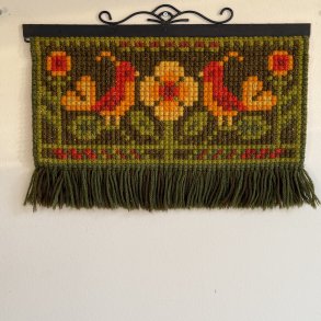 Broderet Retro Vgtppe Grn - 45 x 28