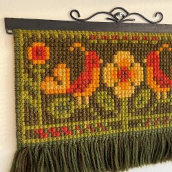 Broderet Retro Vgtppe Grn - 45 x 28