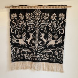 Beiderwand Vgtppe broderet Grn - 90 x 75 CM