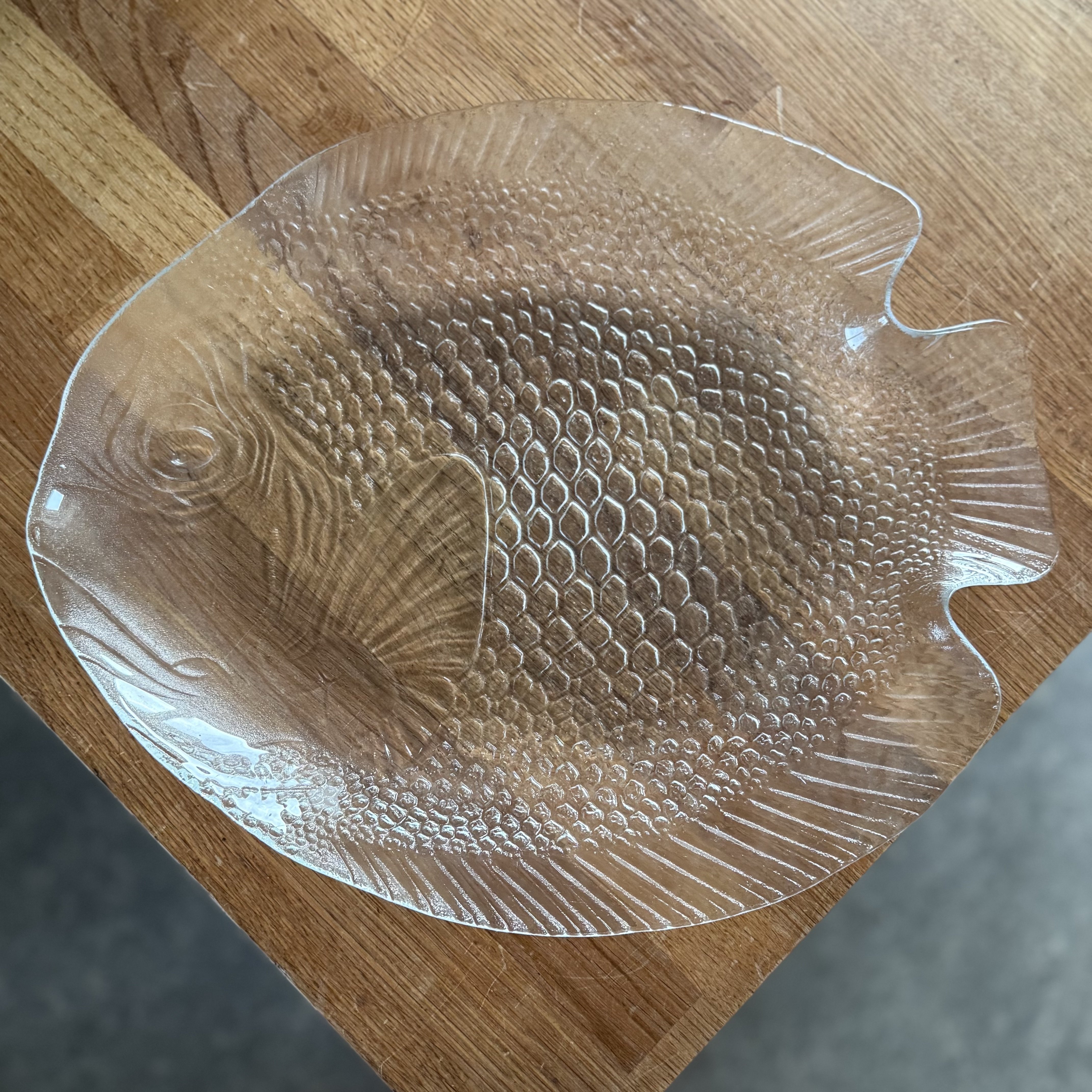 Fransk Vintage Fiskefad Glas - 39x33CM