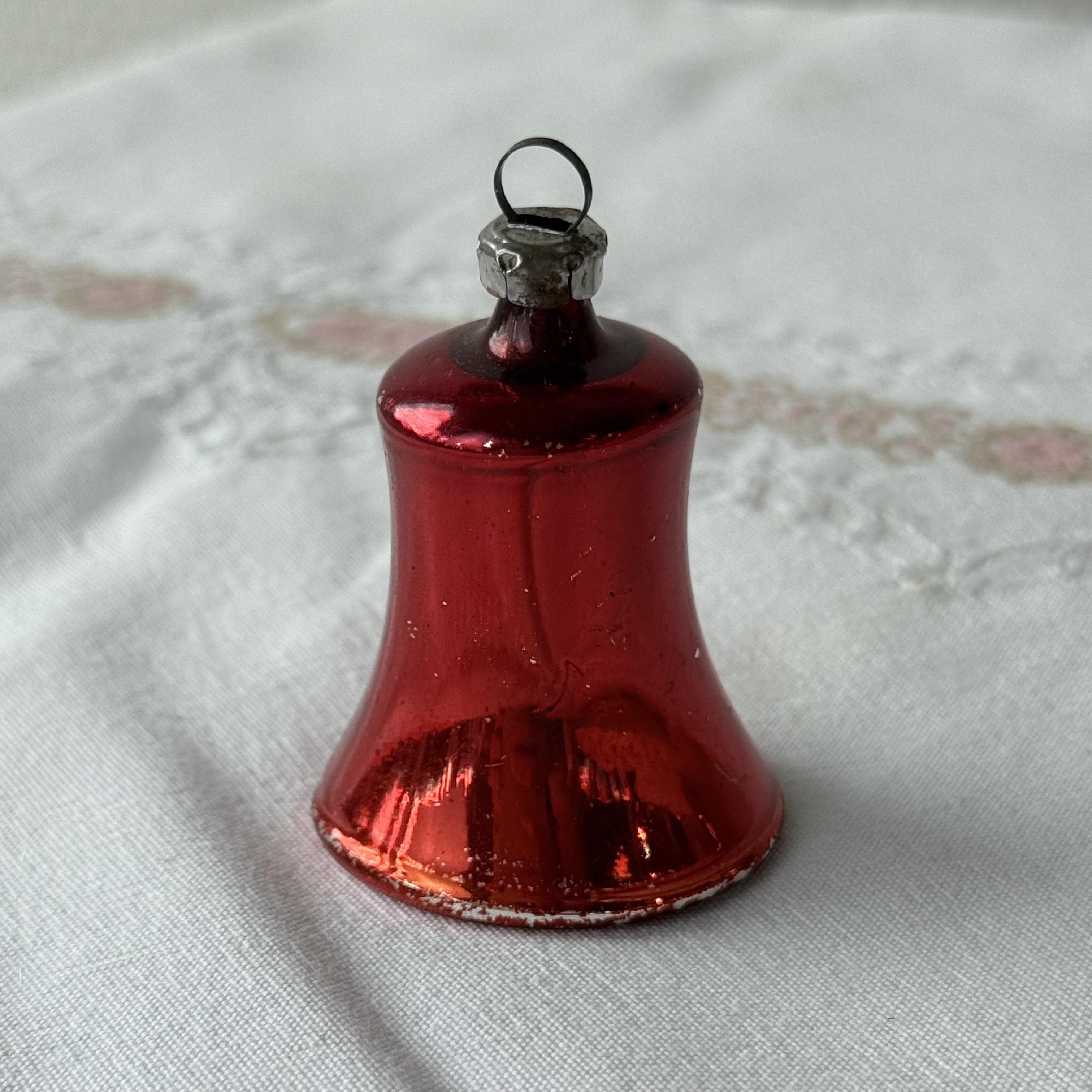 vintage Julekugle Klokke Rd - 5 CM