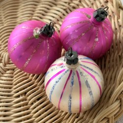 Vintage Julekugle 3 stk Pink