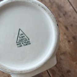 Saltkar Fajance med Bl Blomster motiver