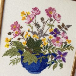 Broderet Blomster - 29,5 x 32 CM