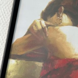 Tryk Dame I Rd Kjole - 30 x 42 CM